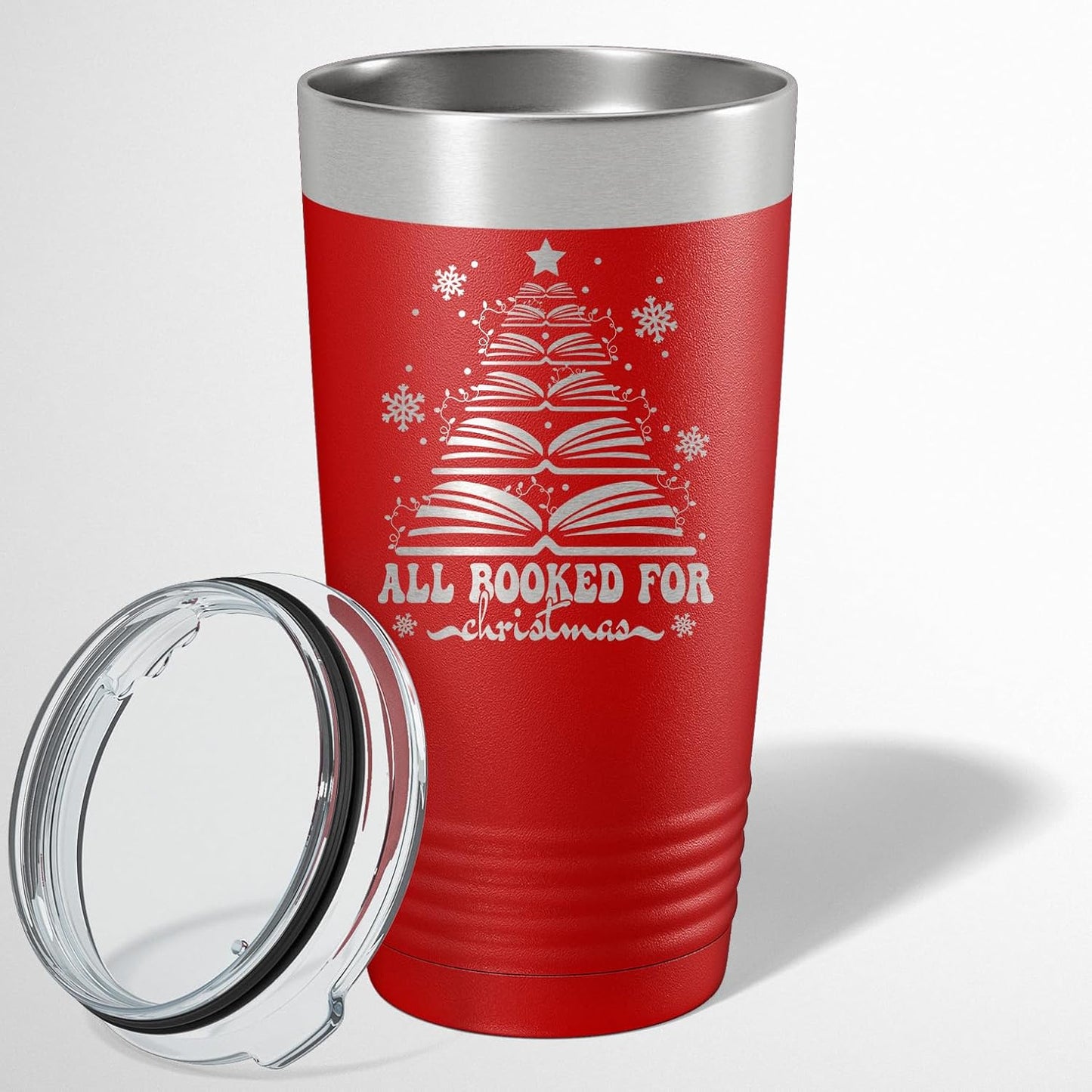 All Booked For Christmas Stainless Steel Tumbler, Christmas Reading Insulated Coffee Cups