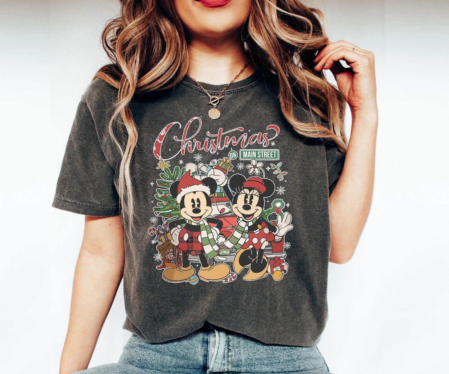 Vintage Disney Christmas On Main Street Comfort Colors Shirt.
