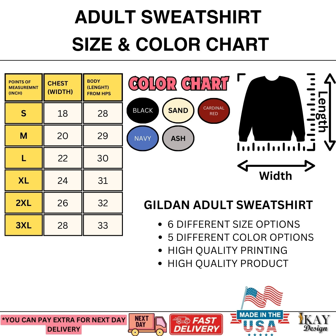 adult sweatshirt size color chart