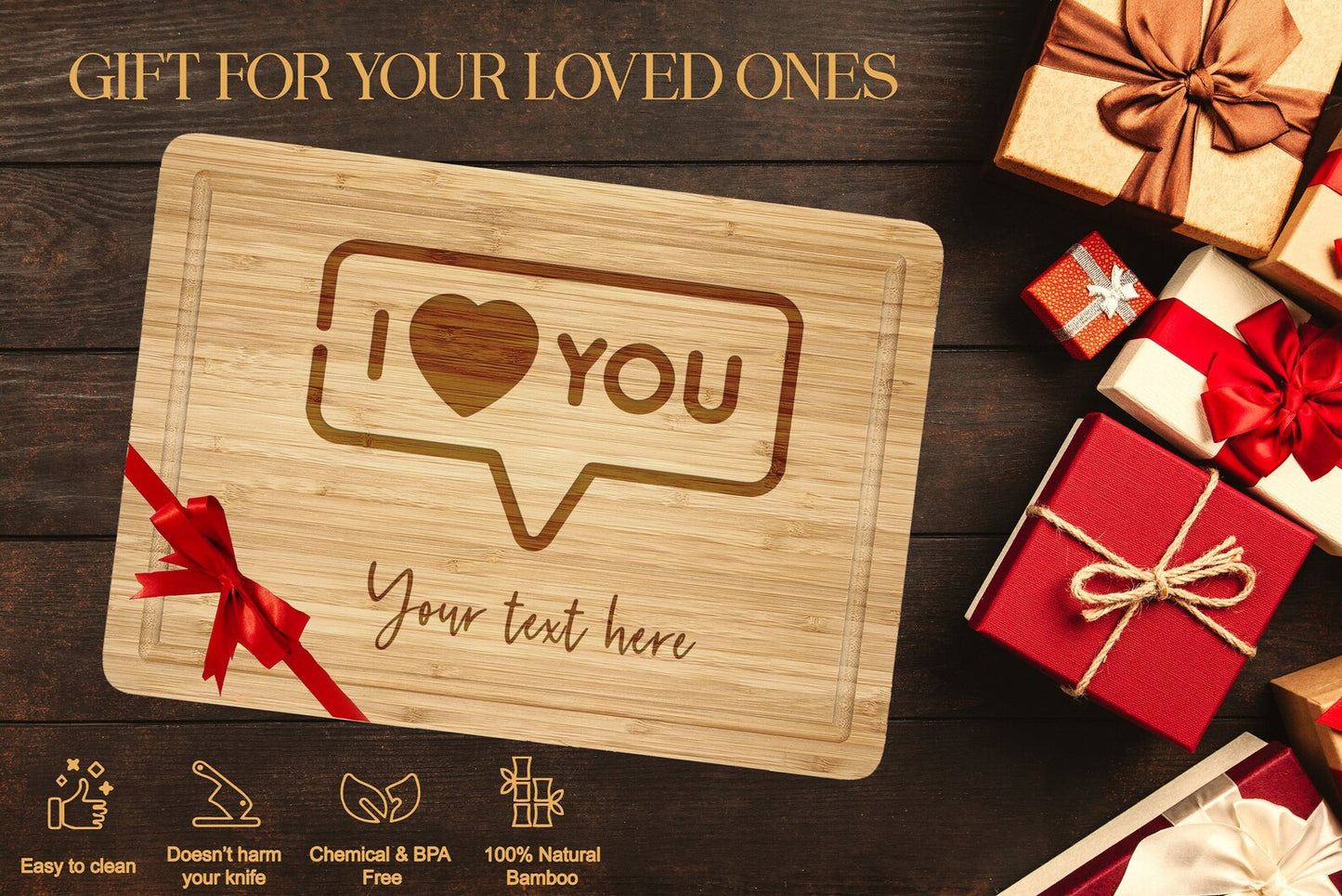 I Love You Cutting Board Gift for Valentine's Day