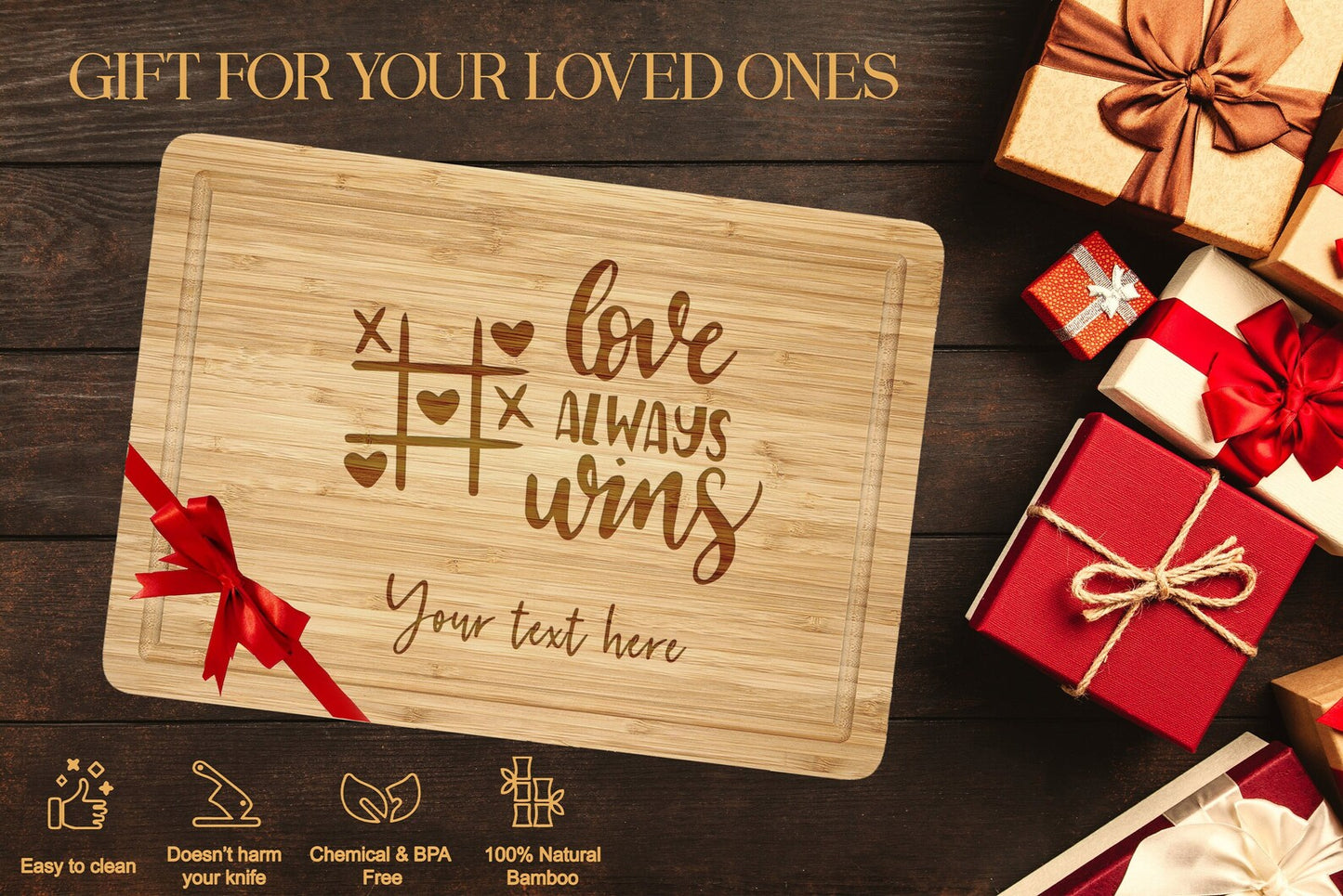 Personalized Love Always Wins Cutting Board