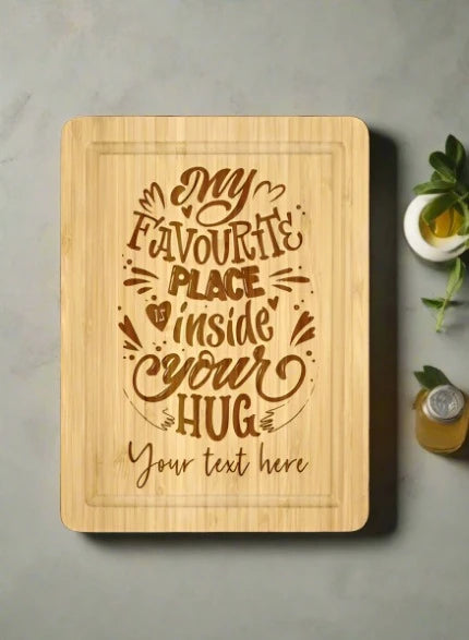 My Favorite Place inside Your Hug Personalized Cutting Board