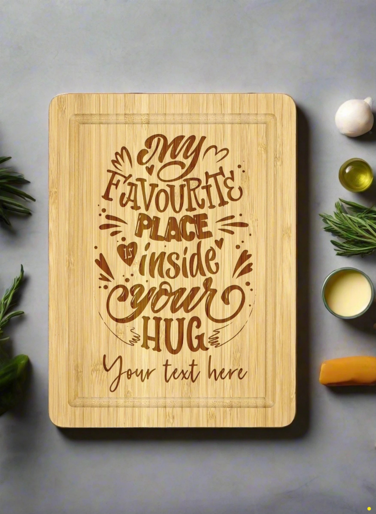 My Favorite Place inside Your Hug Personalized Cutting Board