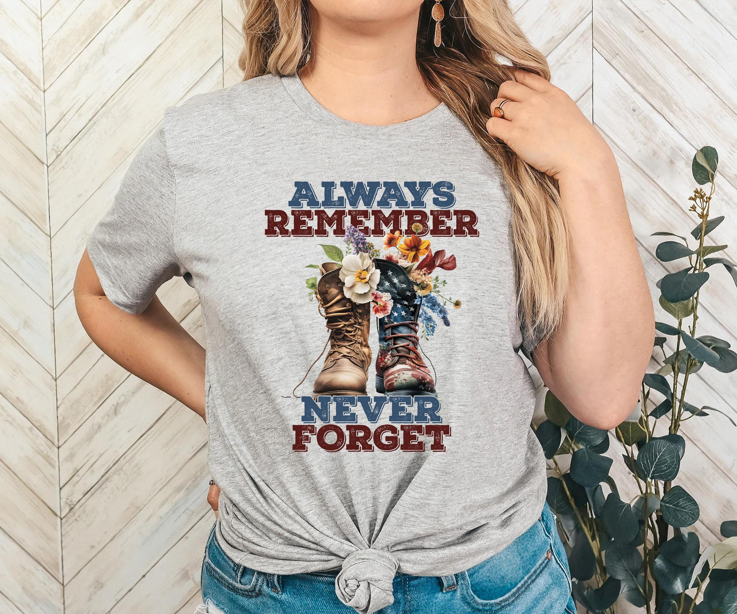 Always Remember Never Forget Shirt, Comfort Colors Veterans Day Shirt, Veteran Boots Shirt