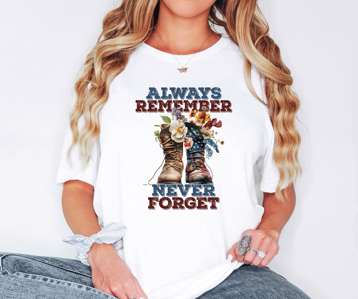 Always Remember Never Forget Shirt, Comfort Colors Veterans Day Shirt, Veteran Boots Shirt