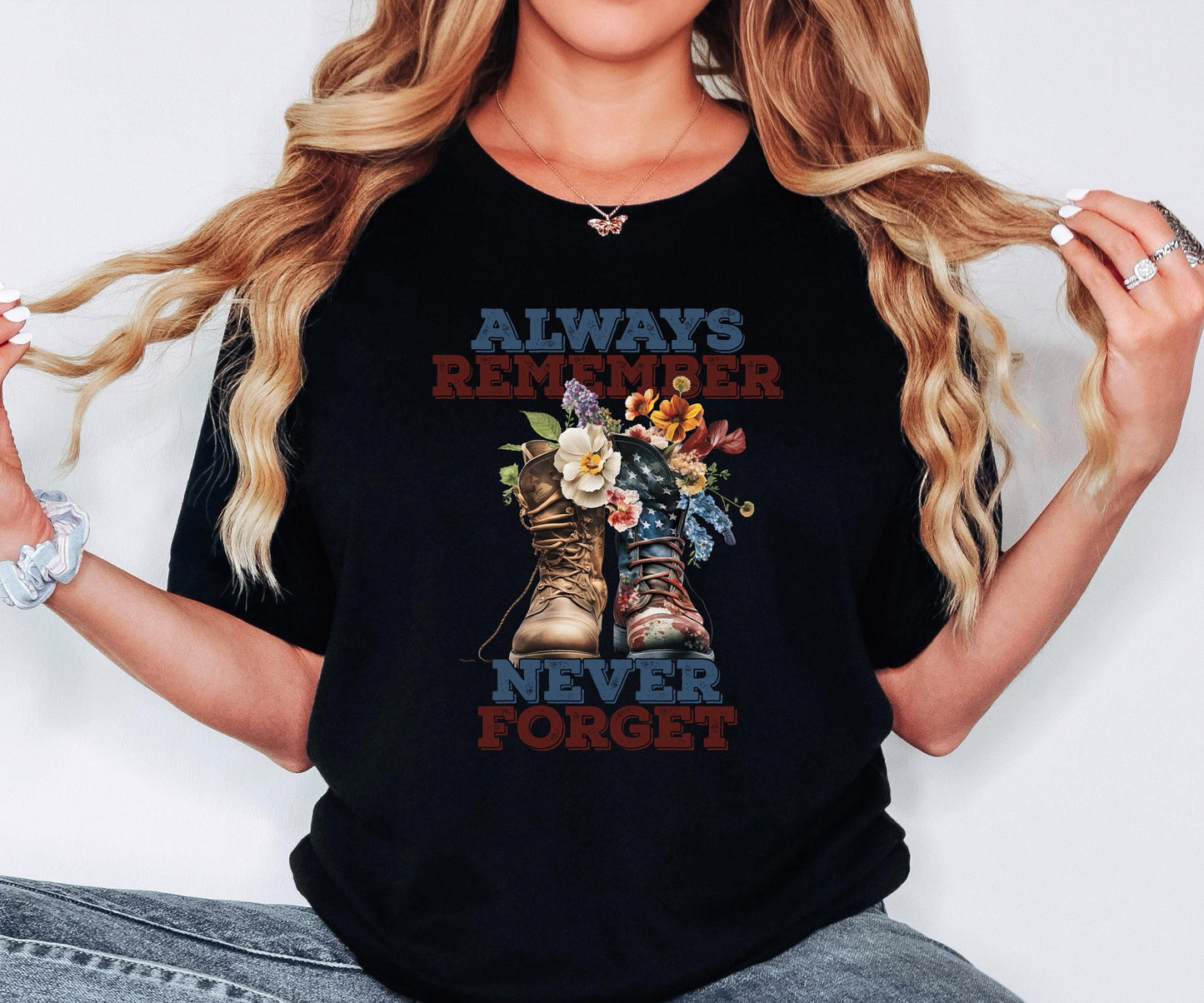 Always Remember Never Forget Shirt, Comfort Colors Veterans Day Shirt, Veteran Boots Shirt