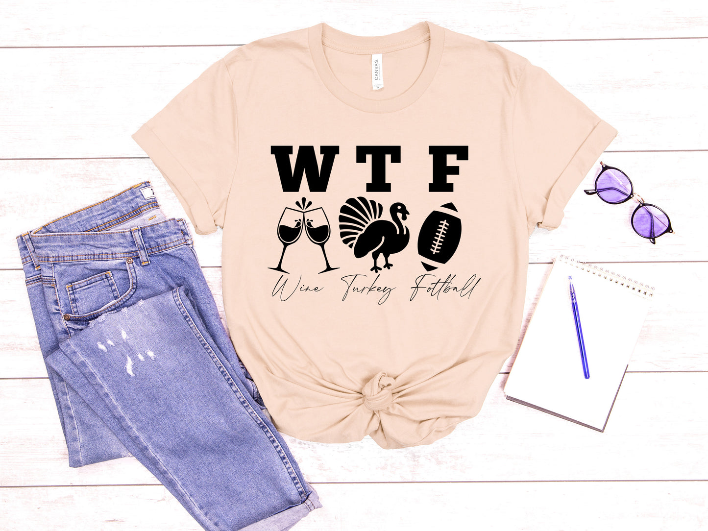 WTF Wine Turkey Family Shirt – Funny Thanksgiving T-Shirt | Unisex Fall Graphic Tee | Holiday Family Shirt
