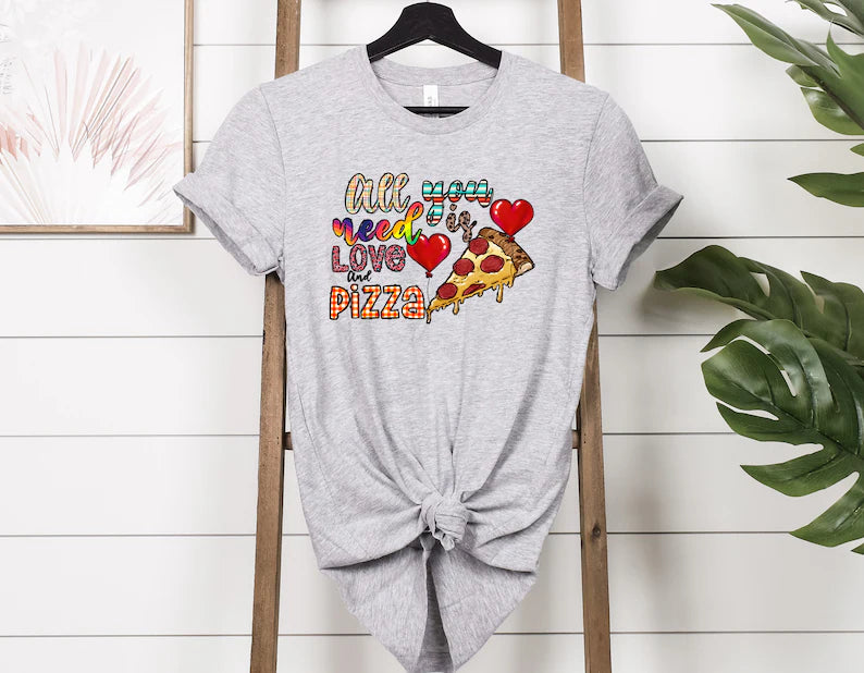 All You Need Is Love and Pizza Couple T-Shirt