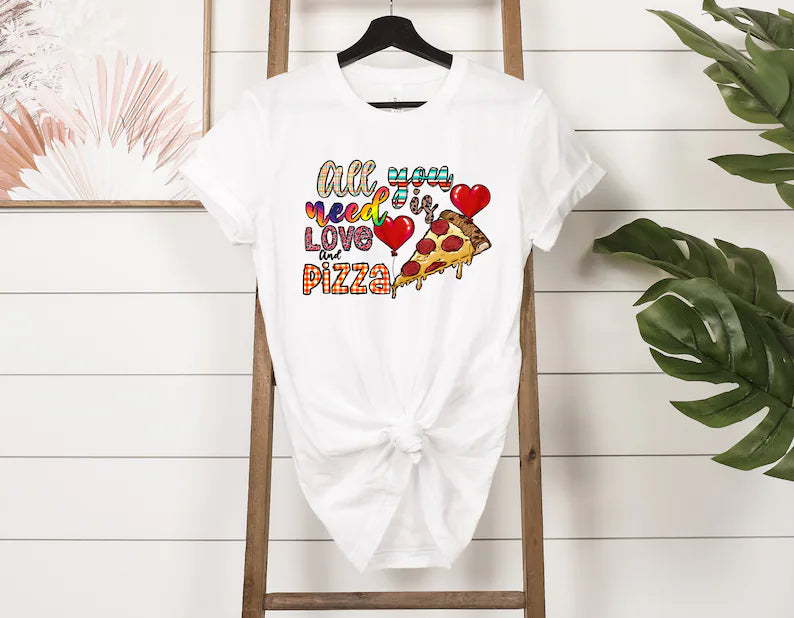 All You Need Is Love and Pizza Couple T-Shirt
