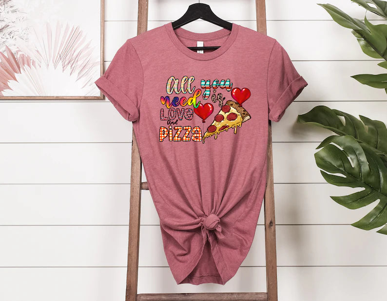 All You Need Is Love and Pizza Couple T-Shirt
