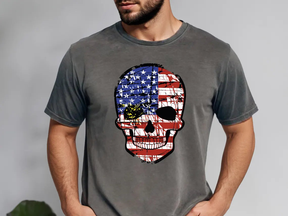 American Flag Halloween Skull Shirt