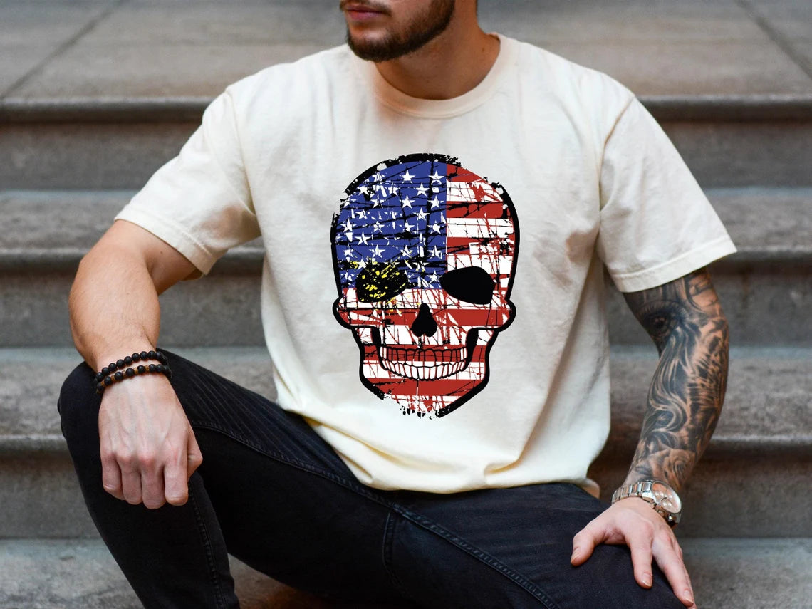 American Flag Halloween Skull Shirt