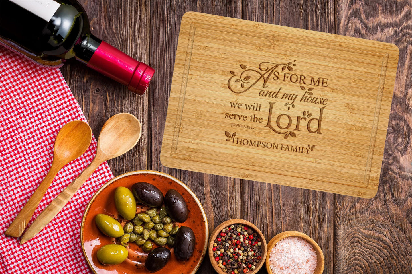 As For Me and My House We will Serve The Lord, Personalized Family Thanksgiving Serving Board.