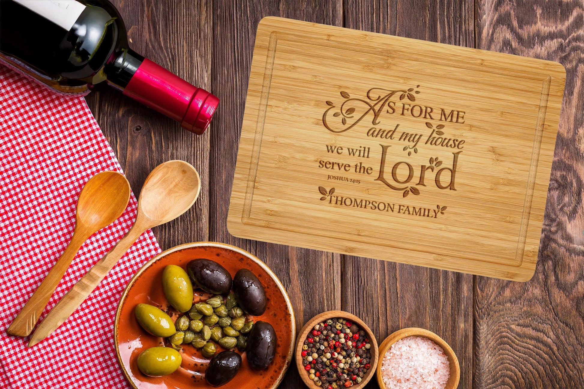 As For Me and My House We will Serve The Lord, Personalized Family Thanksgiving Serving Board.