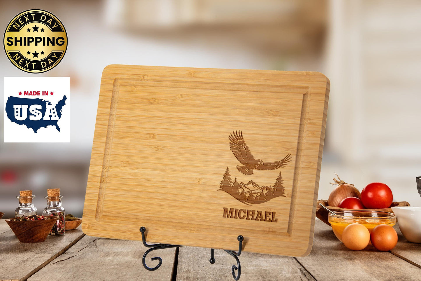 Bald Eagle Serving Board, Gift For Veterans Day, Veterans Cutting Board, Forth of July Gift, Unique Gift for Veterans, Independence Day Gift