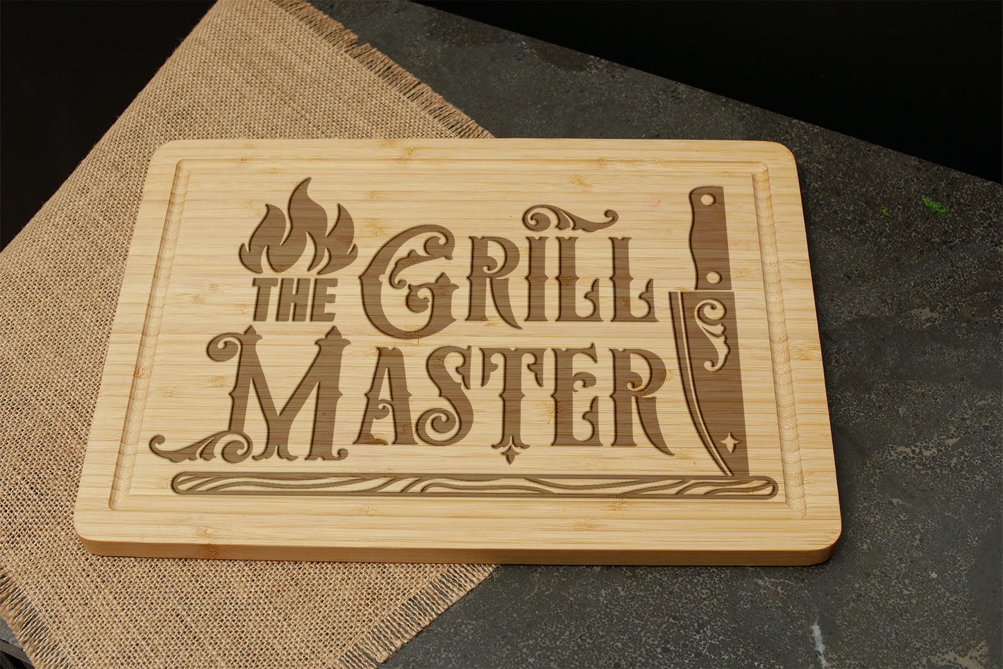 Engraved Bamboo Cutting Board – Grill Master