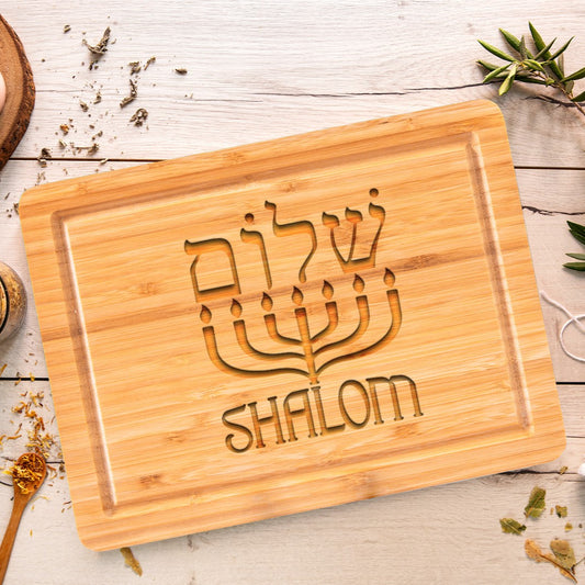 Shabbat Shalom Cutting Board – Judaica Kitchen Gift Edition