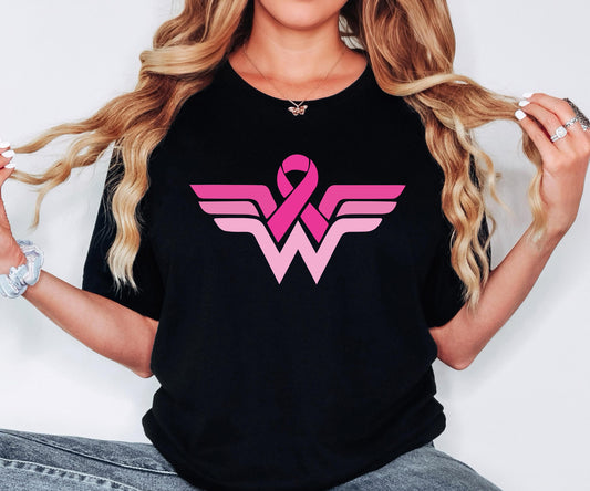 Cancer Ribbon Wonder Women Shirt.