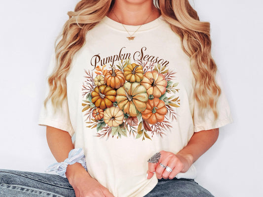 Comfort Colors Pumpkin Season Shirt, Pumpkin Lover Shirt, Fall Season Shirt, Thanksgiving Shirt, Boho Pumpkin Shirt, Trendy Autumn Shirt.