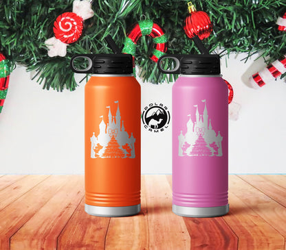 Mickey Mouse Castle Christmas Tumbler, Custom Christmas Tumbler, Disney Gifts For Christmas, Disney Water Bottle, Girl Christmas Gift