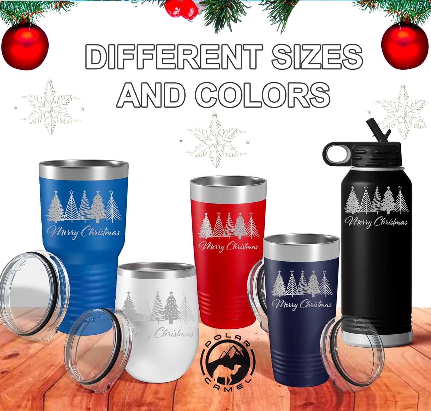 Merry Christmas Insulated Tumblers,  Engraved Stainless Steel Thermal Mug.