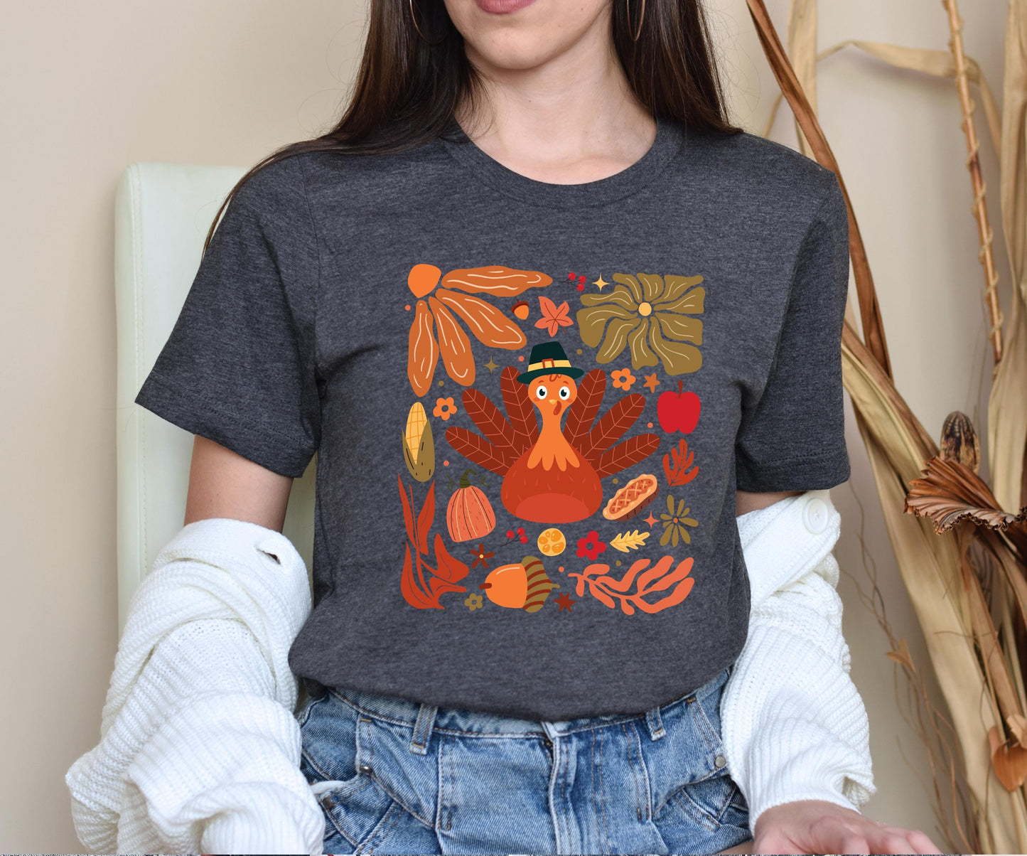 Floral Turkey Shirts, Comfort Colors Thanksgiving Shirt, Matching Thanksgiving Tee, Fall Floral Shirt, Pumpkin Turkey Day Tee, Fall Shirt