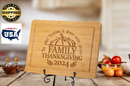 Family Thanksgiving 2024 Cutting Board, Thanksgiving Gift For Family.