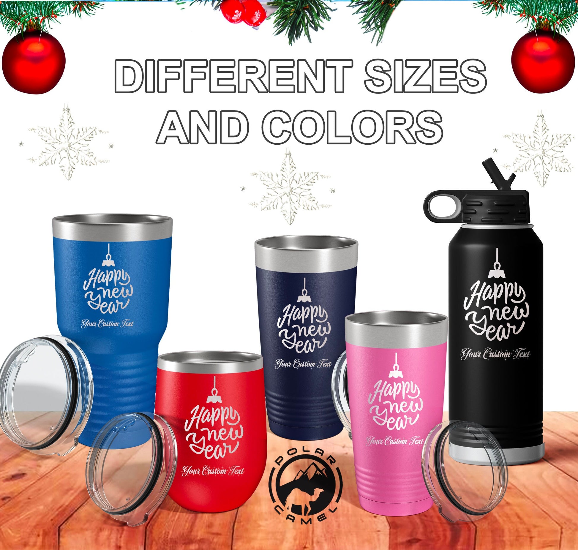 Happy New Year Tumbler, Custom Christmas Tumbler, Funny Xmas Tumbler, Custom New Year Gift, Happy New Year Water Bottle