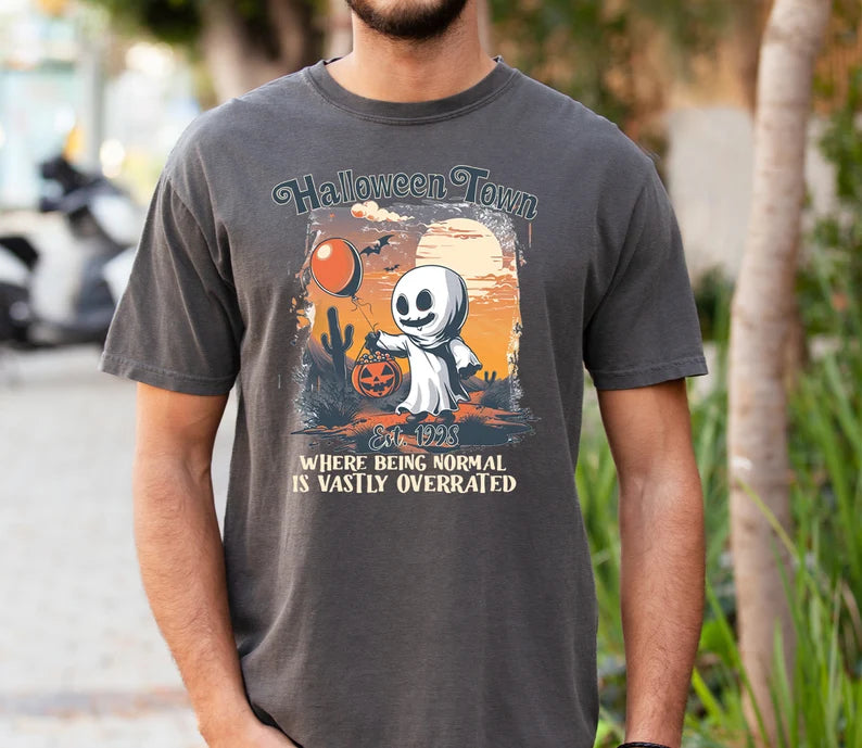 Halloween Town Ghost T-Shirt - Cute Spooky Season Tee, Unisex Halloween Shirt