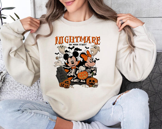 Nightmare On Main Street Sweatshirt, Vintage Disney Halloween Sweater, Retro Halloween Sweater, Halloween Party Sweat, Ghost Halloween Sweat.