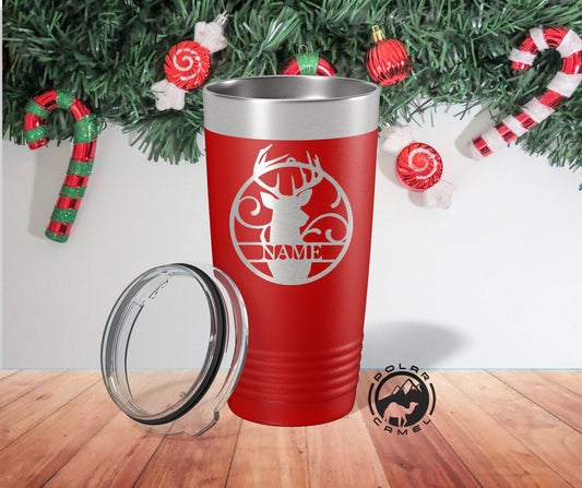 Merry Christmas Tumbler, Unique Holiday Gift, Personalized Christmas Deer Tumbler, Custom Name Tumbler, Gift For Christmas, Xmas Coffee Cup