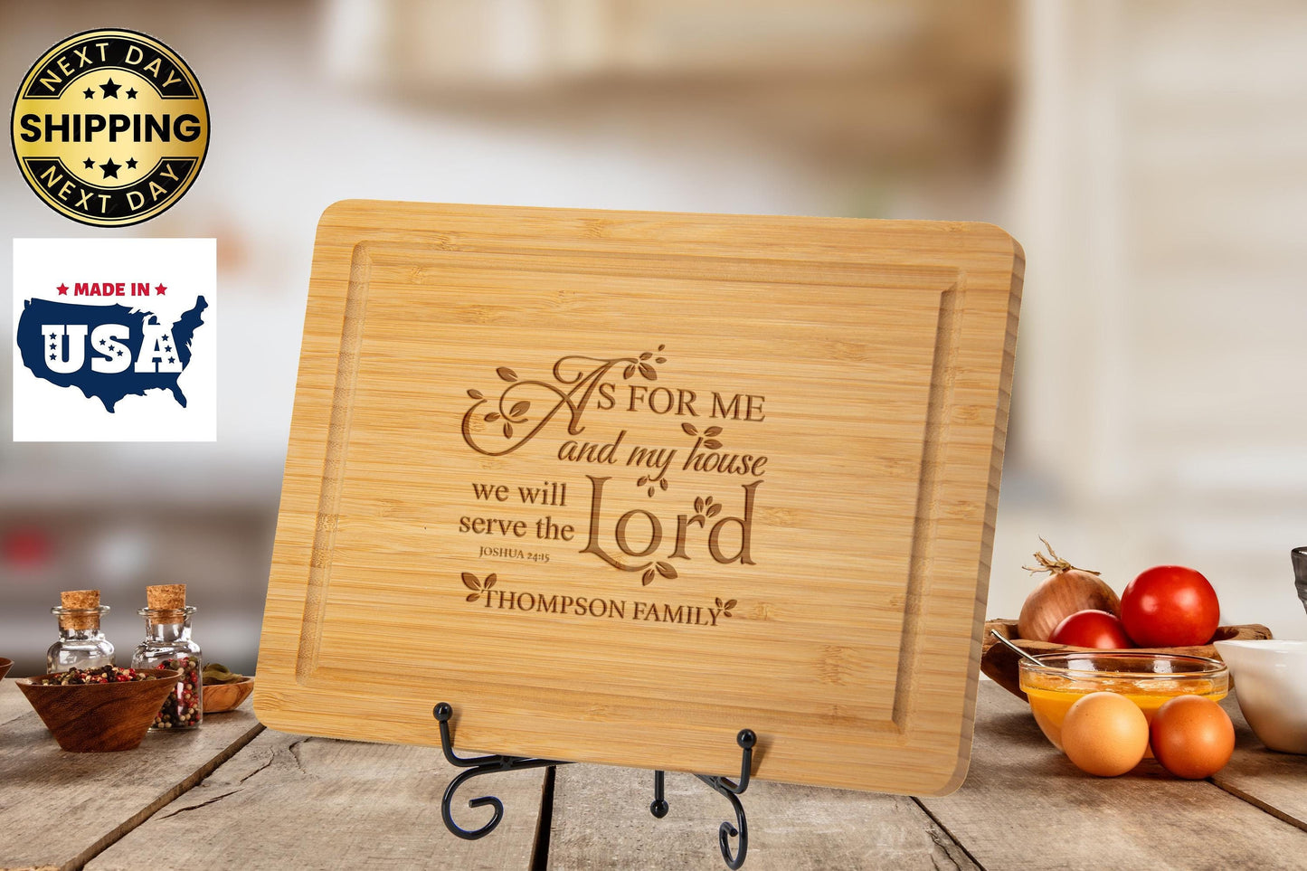 As For Me and My House We will Serve The Lord, Personalized Family Thanksgiving Serving Board.