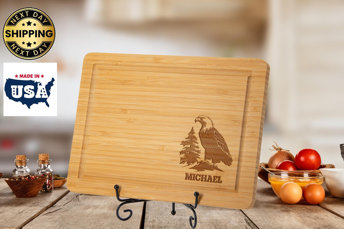 Personalized Veteran Cutting Board, Veterans Day Gift, Bald Eagle Serving Board , 4th of July Gift, Gift for Soldier, Memorial Day Gift