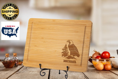 Personalized Veteran Cutting Board, Veterans Day Gift, Bald Eagle Serving Board , 4th of July Gift, Gift for Soldier, Memorial Day Gift