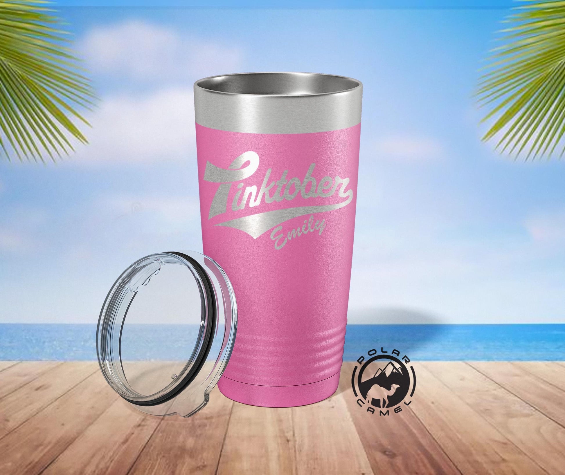 Pink October Tumbler, Breast Cancer Ribbon Coffee Cup, Cancer Warrior Gift, Breast Cancer Awareness Water Bottle, Unique Pink Ribbon Gift