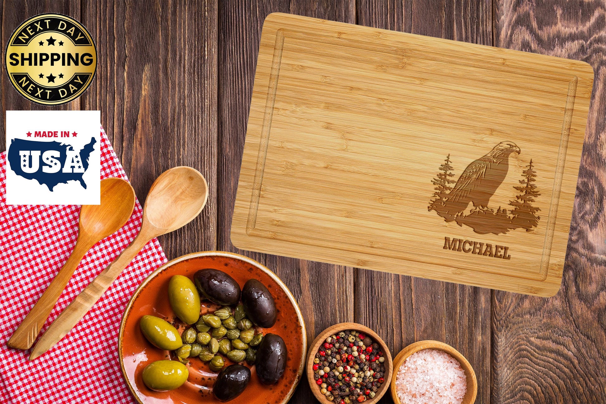 Personalized Bald Eagle Cutting Board, Veterans Day Gift, Scout Serving Board, 4th of July Gift, Unique Gift for Scout, Memorial Day Gift