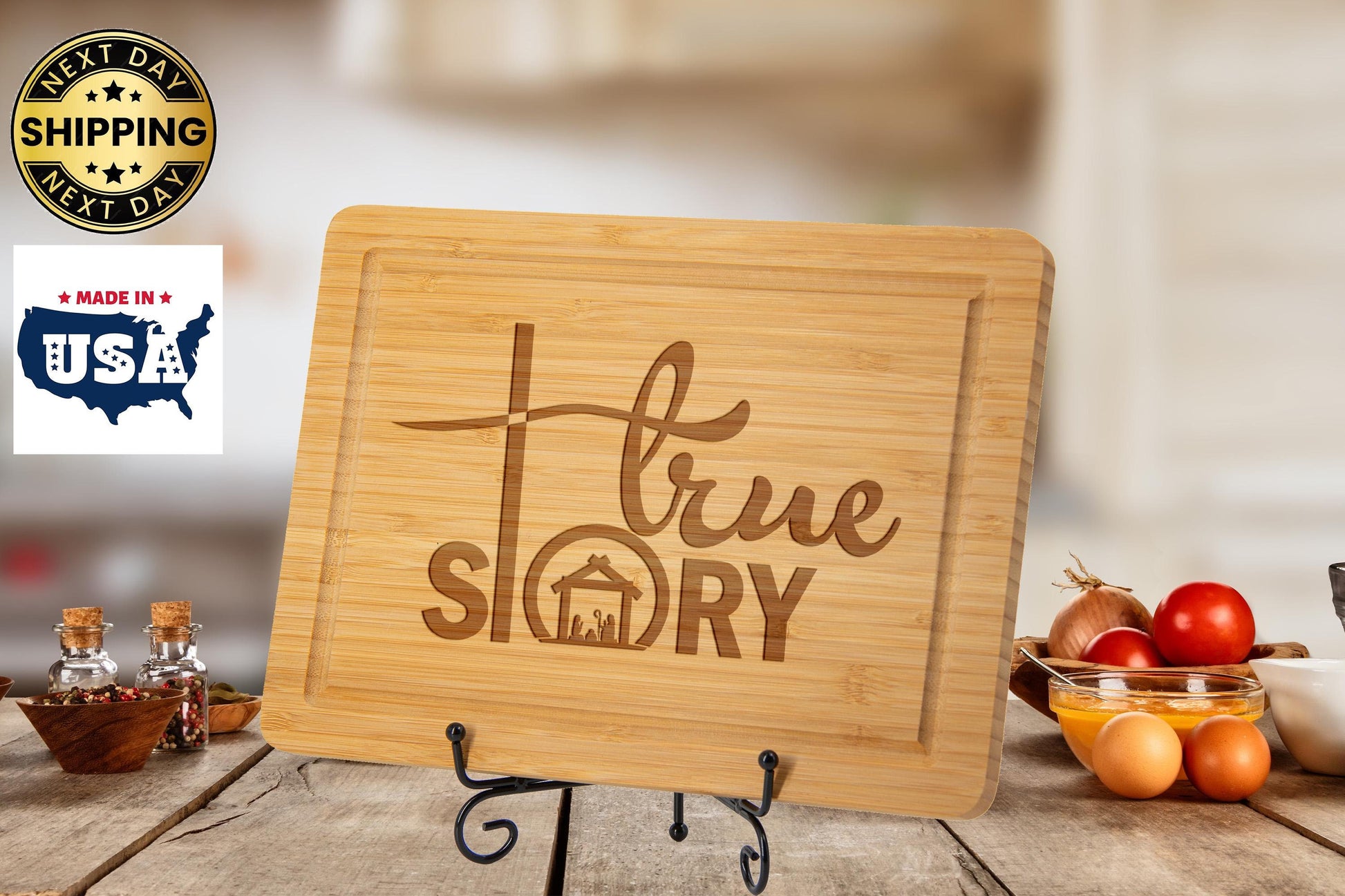 True Story Christmas Cutting Board, Christian Christmas Gift, Xmas Home Decoration.