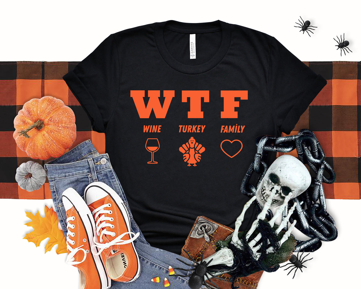WTF Wine Turkey Family Shirt – Funny Thanksgiving T-Shirt | Unisex Fall Graphic Tee | Holiday Family Shirt
