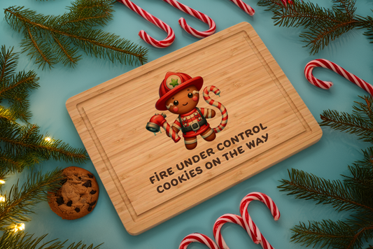 Fire under control cookies on the way, handmade sublimation cutting board, perfect gift!