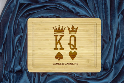 King and Queen Cutting Board - Perfect Bride and Groom Board for Wedding and Anniversary Gifts, Engraved Gift for Couples, Ideal Board Gift for Lovers