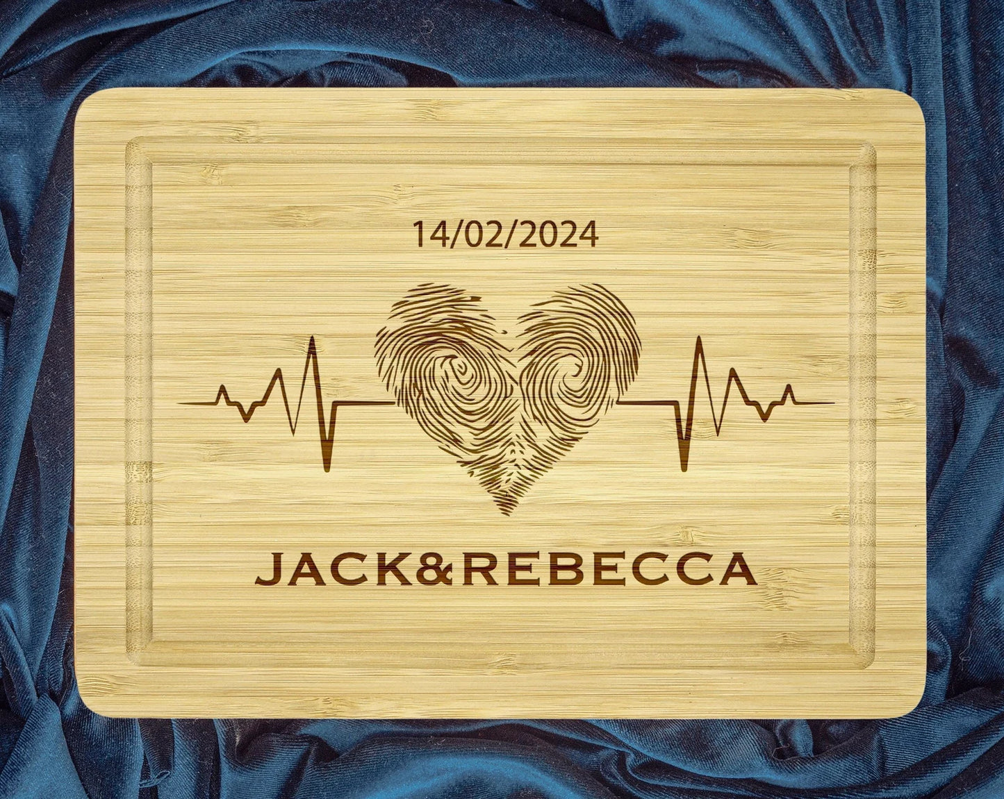 Romantic Heart Cutting Board - Couples Finger Print Design for Personalized Valentines Day Decor, Ideal Couples Home Decor Gift
