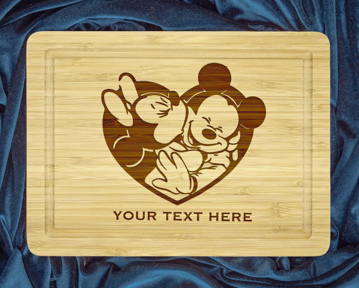 Minnie and Mickey Mouse Cutting Board - Couples Disney Gifts for Valentines Day Cheese Board and Home Decor