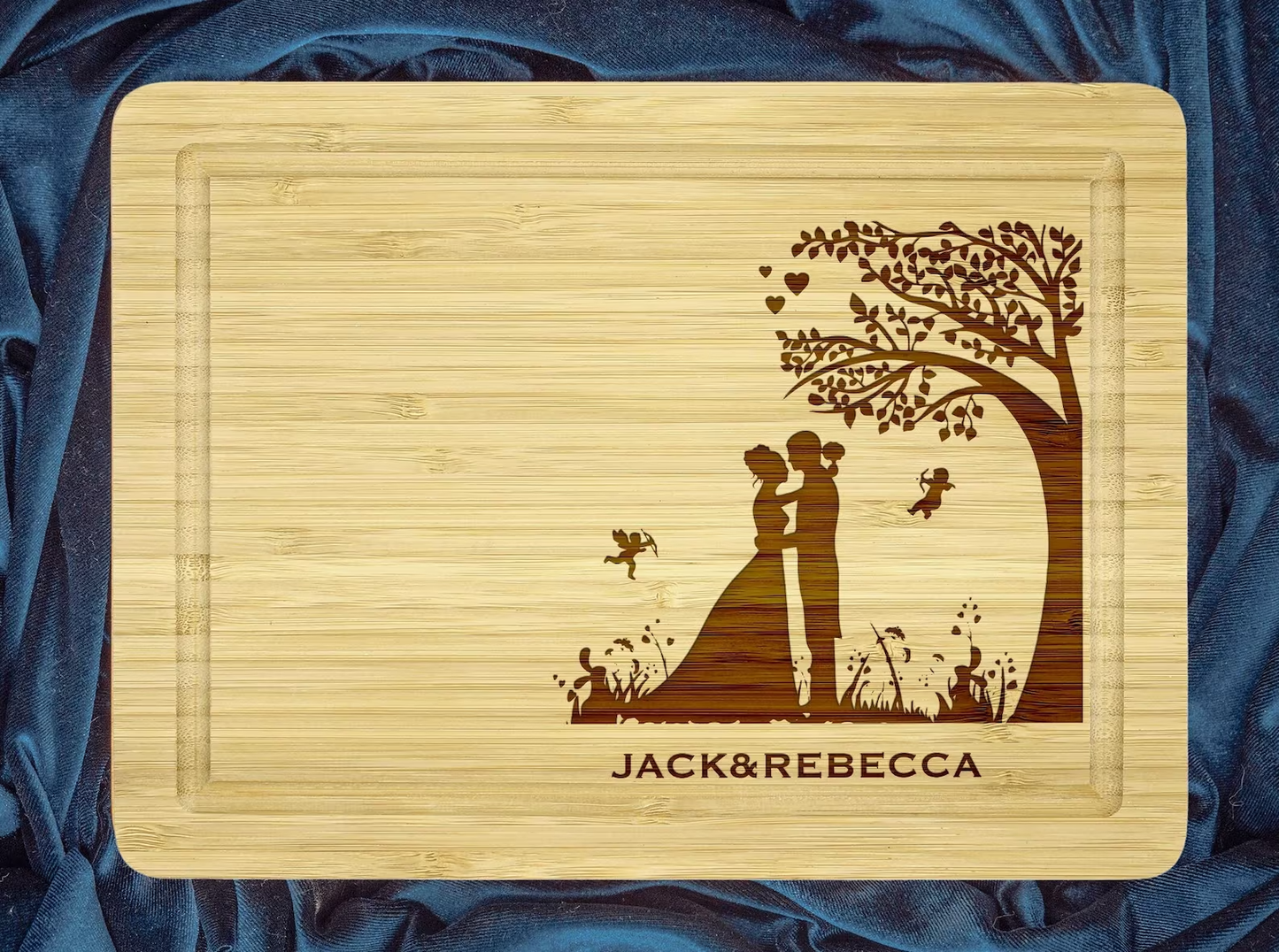 Wedding Cutting Board - Couples Serving Board for Valentines Day Decor and Personalized Home Ambiance