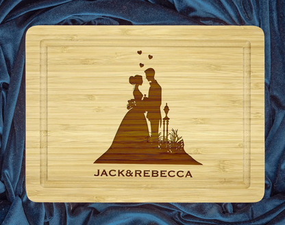 Engagement Cutting Board - Wedding Serving Board for Personalized Newlywed Home Decor and Valentines Day Ambiance
