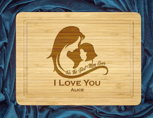 A Heartfelt Expression of Love: Personalized "I Love You Mom" Cutting Board