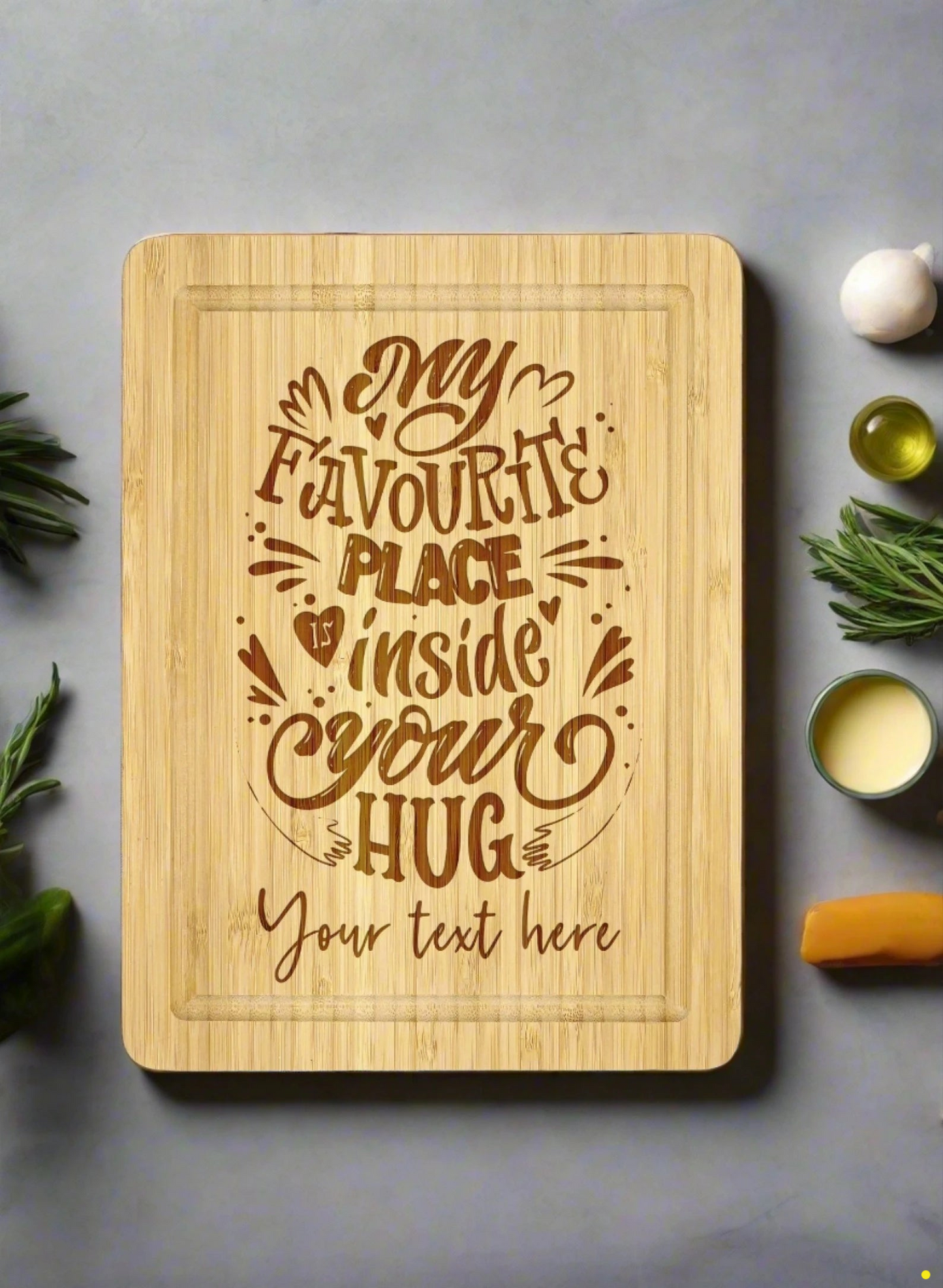 "My Favorite Place inside Your Hug": A Personalized Cutting Board for a Love-Soaked Valentine's Day