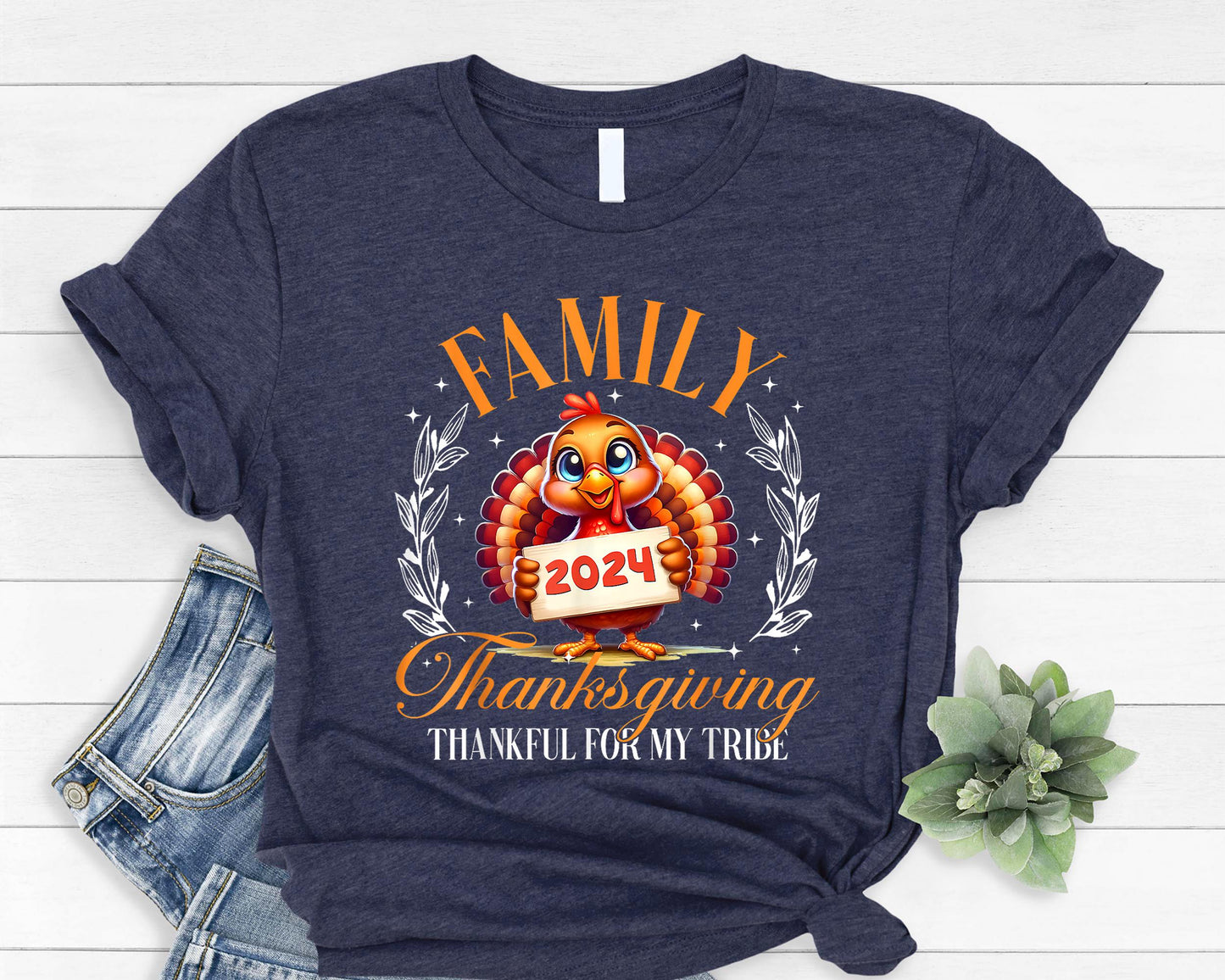 Family Thanksgiving 2024 Shirts, Thankful for My Tribe Tee, Turkey Family Shirt