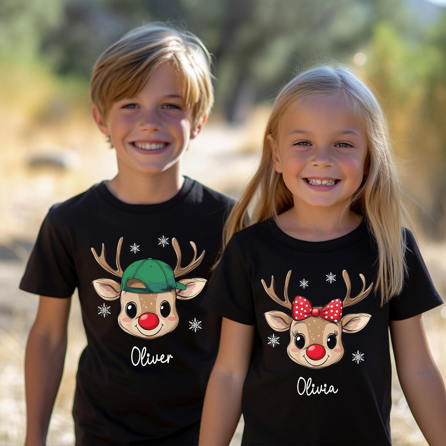 Personalized Christmas Kids Shirt, Custom Reindeer Family Christmas Shirt