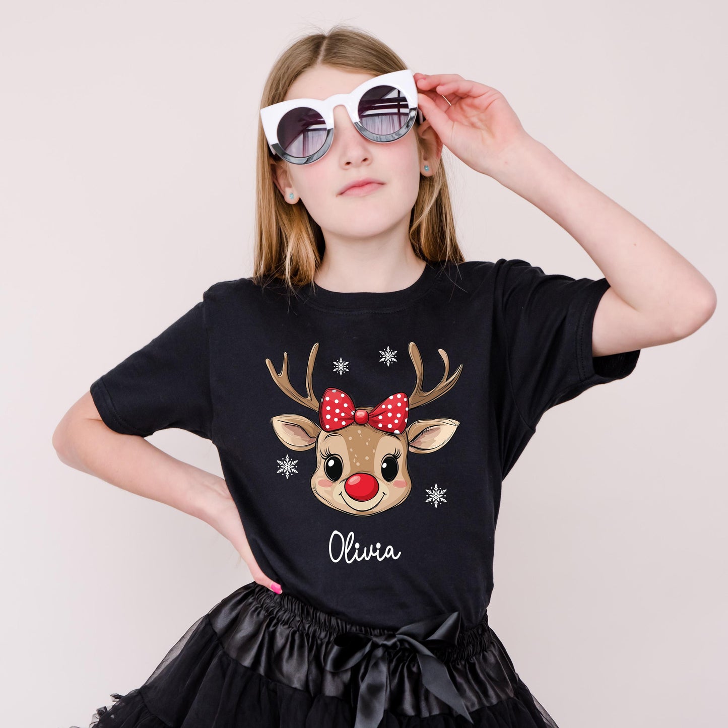 Personalized Christmas Kids Shirt, Custom Reindeer Family Christmas Shirt