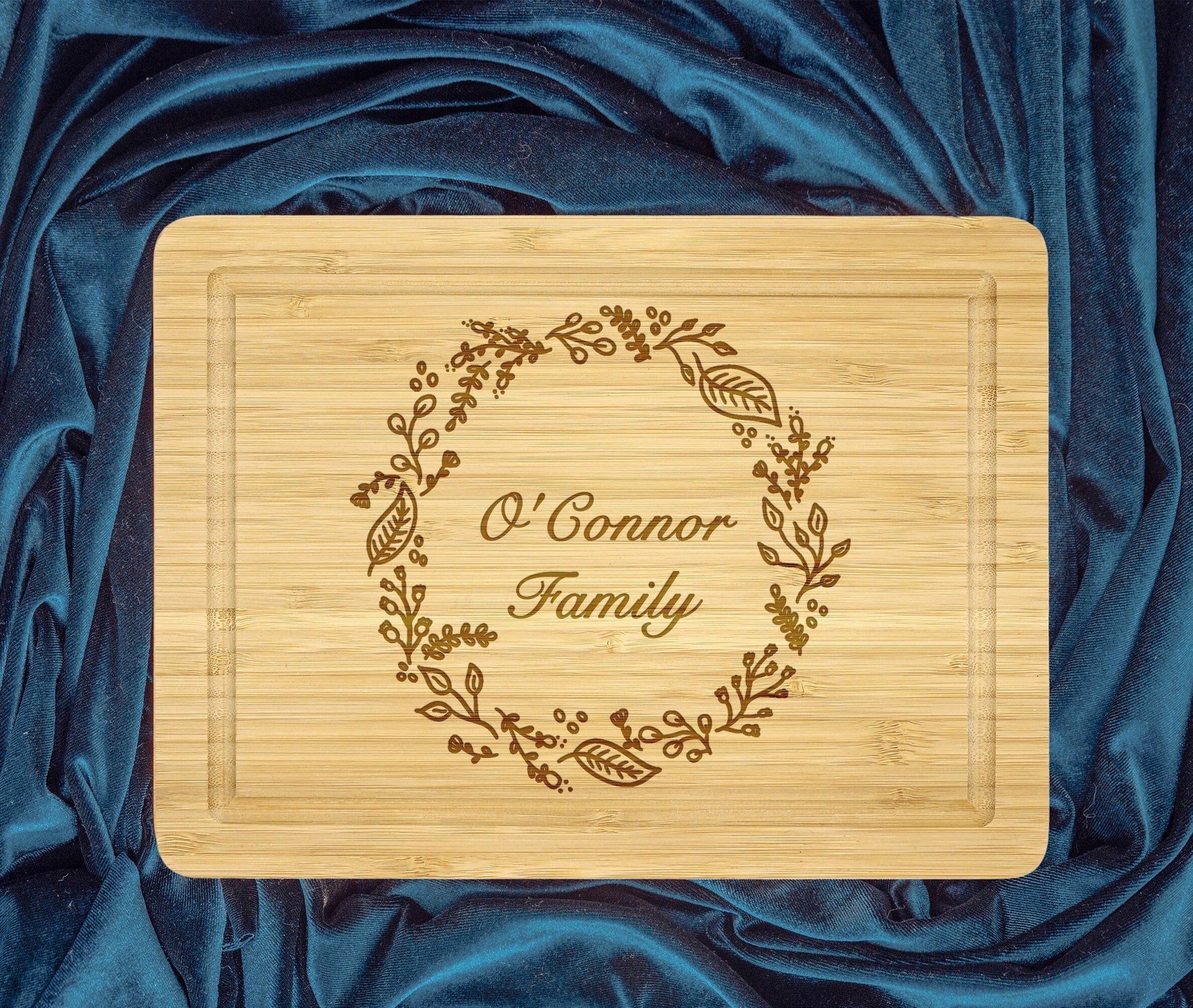 Personalized Engraved Cutting Board with Flowers